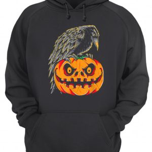 Creepy Black Raven Retro Vintage Pumpkin Halloween shirt 3