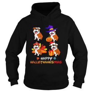 Cute Bulldog Happy Hallothanksmas shirt 1