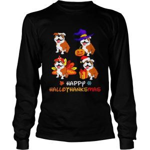 Cute Bulldog Happy Hallothanksmas shirt 2