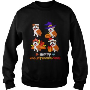 Cute Bulldog Happy Hallothanksmas shirt 3