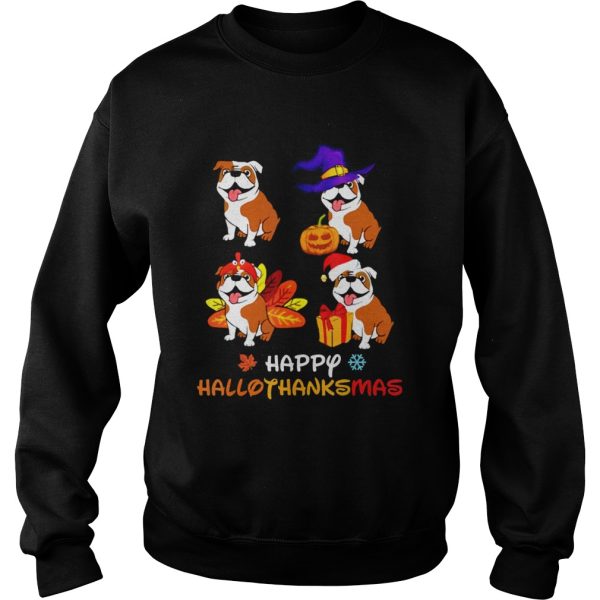 Cute Bulldog Happy Hallothanksmas shirt