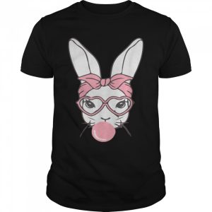 Cute Bunny Face Leopard Glasses Headband Happy Easter Day T Shirt 1