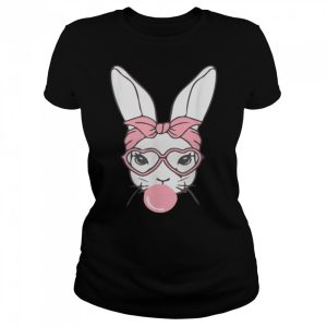 Cute Bunny Face Leopard Glasses Headband Happy Easter Day T-Shirt