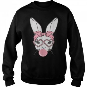 Cute Bunny Face Leopard Glasses Headband Happy Easter Day T Shirt 4