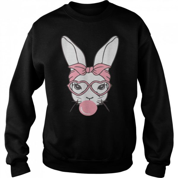 Cute Bunny Face Leopard Glasses Headband Happy Easter Day T-Shirt