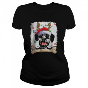 Cute Dalmatian Christmas Decorations Santa Hat Tree Light T Shirt 2