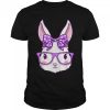 Cute Easter Bunny Face Glasses Bow Girls Easter Day Rabbit T-Shirt