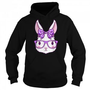 Cute Easter Bunny Face Glasses Bow Girls Easter Day Rabbit T Shirt 5