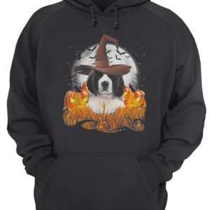 Cute Saint Bernard dog witch on Halloween pumpkin shirt 3