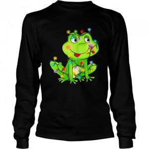 Cute frog Christmas light shirt 3