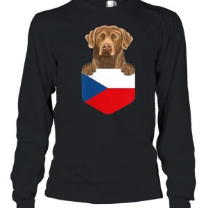 Czech Republic Flag Chesapeake Bay Retriever Dog In Pocket shirt 1