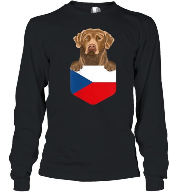 Czech Republic Flag Chesapeake Bay Retriever Dog In Pocket shirt