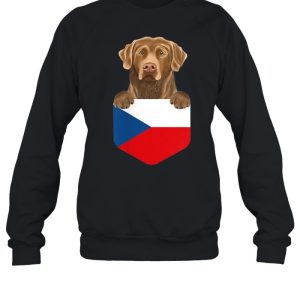 Czech Republic Flag Chesapeake Bay Retriever Dog In Pocket shirt