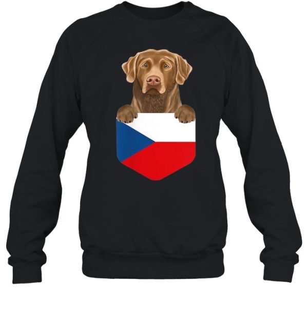 Czech Republic Flag Chesapeake Bay Retriever Dog In Pocket shirt