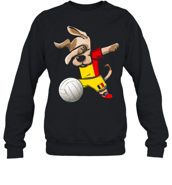 Dabbing Dog Proud Belgium Volleyballs Belgian Flag shirt