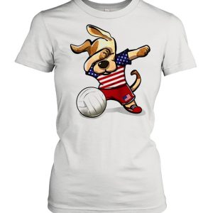 Dabbing Dog Proud United States Volleyballs US Flag Shirt