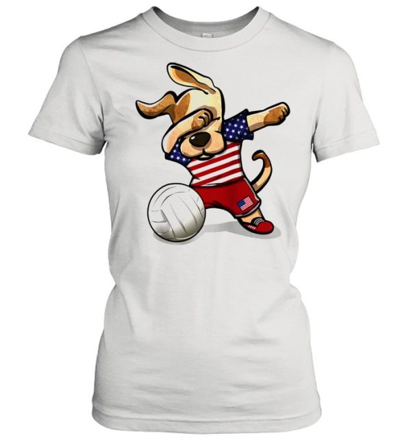 Dabbing Dog Proud United States Volleyballs US Flag Shirt