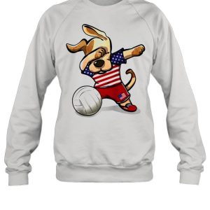 Dabbing Dog Proud United States Volleyballs US Flag Shirt 4