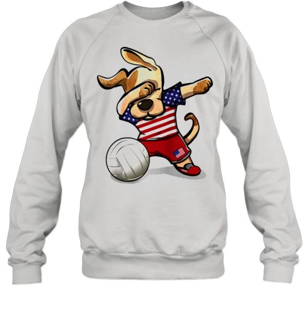 Dabbing Dog Proud United States Volleyballs US Flag Shirt