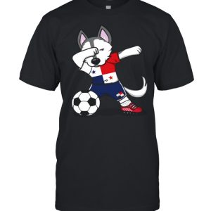 Dabbing Husky Dog Panama Football Panamanian Flag Soccer shirt 1