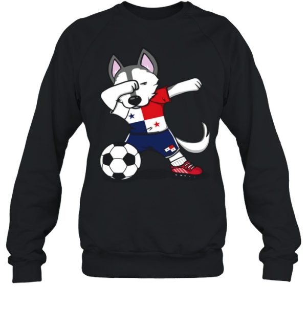 Dabbing Husky Dog Panama Football Panamanian Flag Soccer shirt