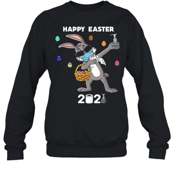 Dabbing Rabbit Face Mask Happy Easter 2021 shirt