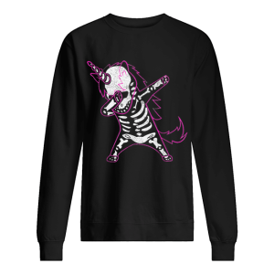 Dabbing Unicorn Skeleton Halloween Costume Men Women Gift shirt 2