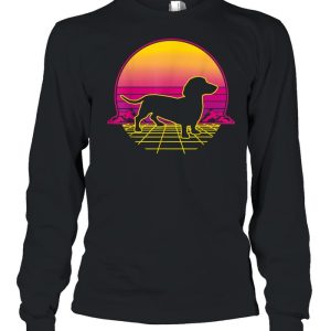 Dachshund Dog Puppy Retro Vintage Sunset shirt 1