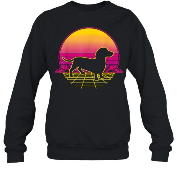 Dachshund Dog Puppy Retro Vintage Sunset shirt