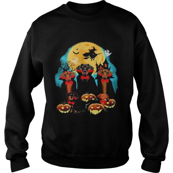 Dachshund Dracula Pumpkin Moonlight Happy Halloween shirt