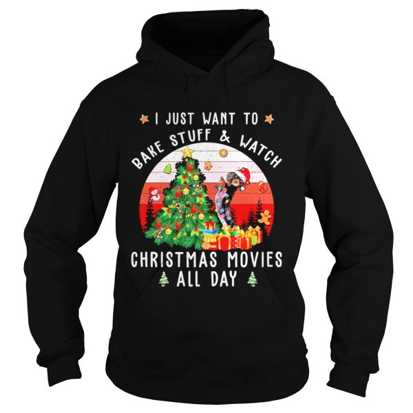 Dachshund Santa I just want to bake stuff and watch Christmas movies all day retro shirt