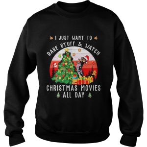 Dachshund Santa I just want to bake stuff and watch Christmas movies all day retro shirt 3