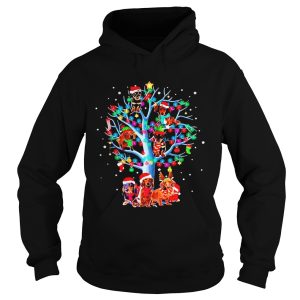 Dachshund Santa Tree Light Merry Christmas shirt 1