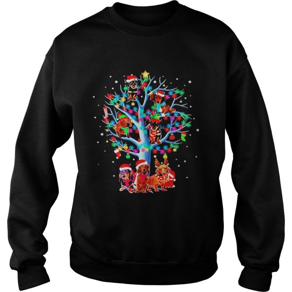 Dachshund Santa Tree Light Merry Christmas shirt