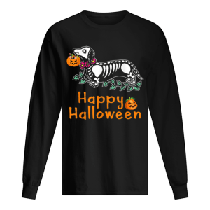 Dachshund Skeleton Pumpkin Happy Halloween shirt