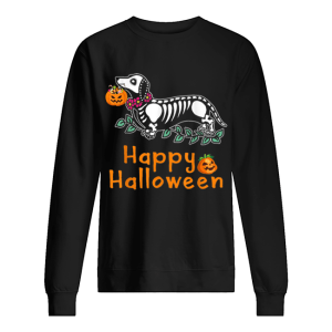 Dachshund Skeleton Pumpkin Happy Halloween shirt 2