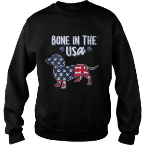 Dachshund bone in the USA American flag veteran Independence Day paw shirt 2