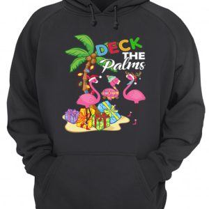 Deck the Palms Merry Flamingo Christmas shirt 3