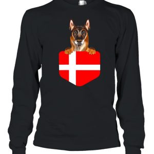 Denmark Flag Belgian Malinoi Dog In Pocket shirt