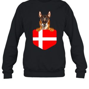 Denmark Flag Belgian Malinoi Dog In Pocket shirt 2