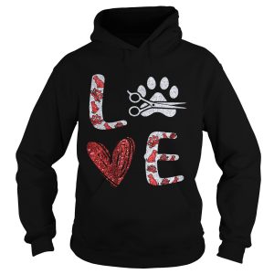 Diamond hairstyle dog paw love shirt