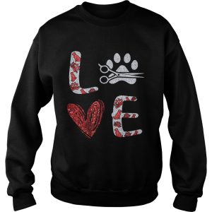 Diamond hairstyle dog paw love shirt