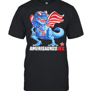 Dinosaur 4th of July Kids Boys Amerisaurus Rex American flag shirt