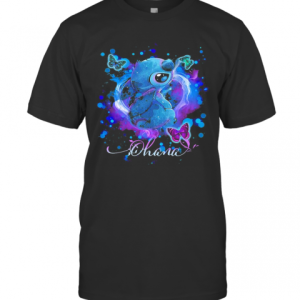 Disney Stitch And Butterflies Ohana Color T-Shirt