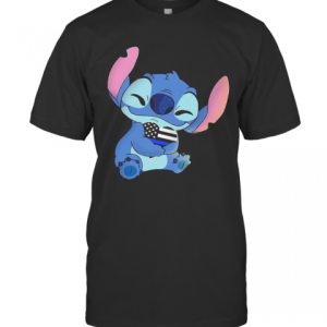 Disney Stitch Hug Heart American Flag Independence Day T-Shirt