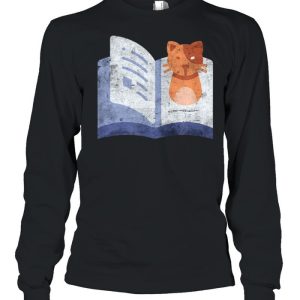 Distressed Book And Cat Reading Introvert shirt 1