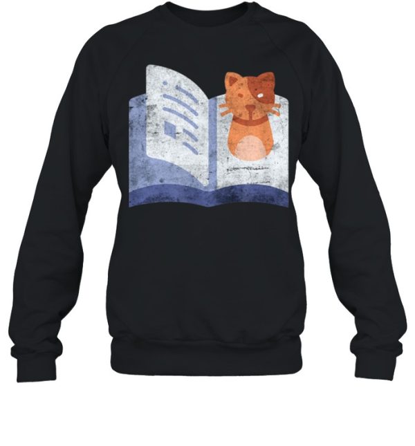 Distressed Book And Cat Reading Introvert shirt