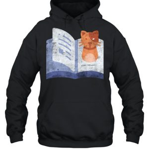 Distressed Book And Cat Reading Introvert shirt 3