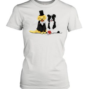 Dog Bride And Groom Retriever And Collie shirt 2