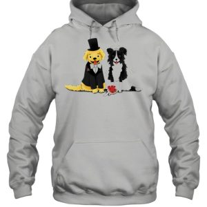 Dog Bride And Groom Retriever And Collie shirt 5